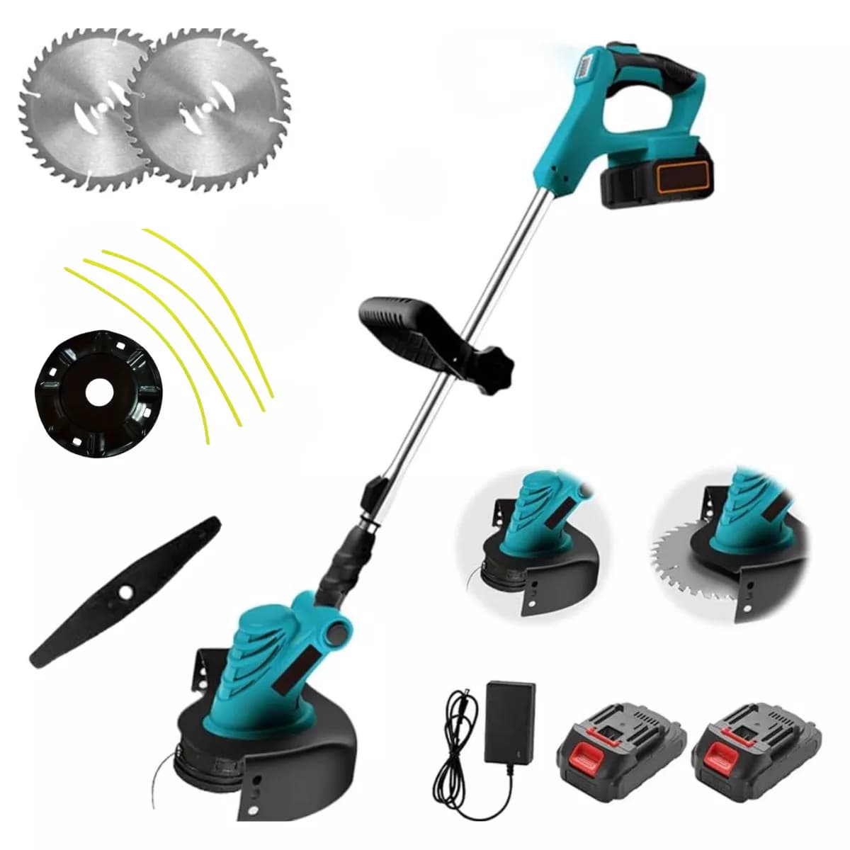 Набір безщіткова акумуляторна коса для трави з 2 АКБ 48v. Газонокосарка   насадки у комплекті.